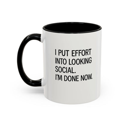 Funny Social Coffee Mug for Introverts, Unique Gift for Friends, Office Humour Mug, Black Accent Mugs, Sarcastic Coffee Cup