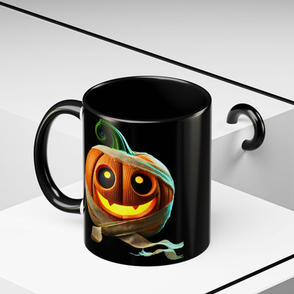 Black Spooky Pumpkin Wrap Accent Coffee Mug (11, 15oz)
