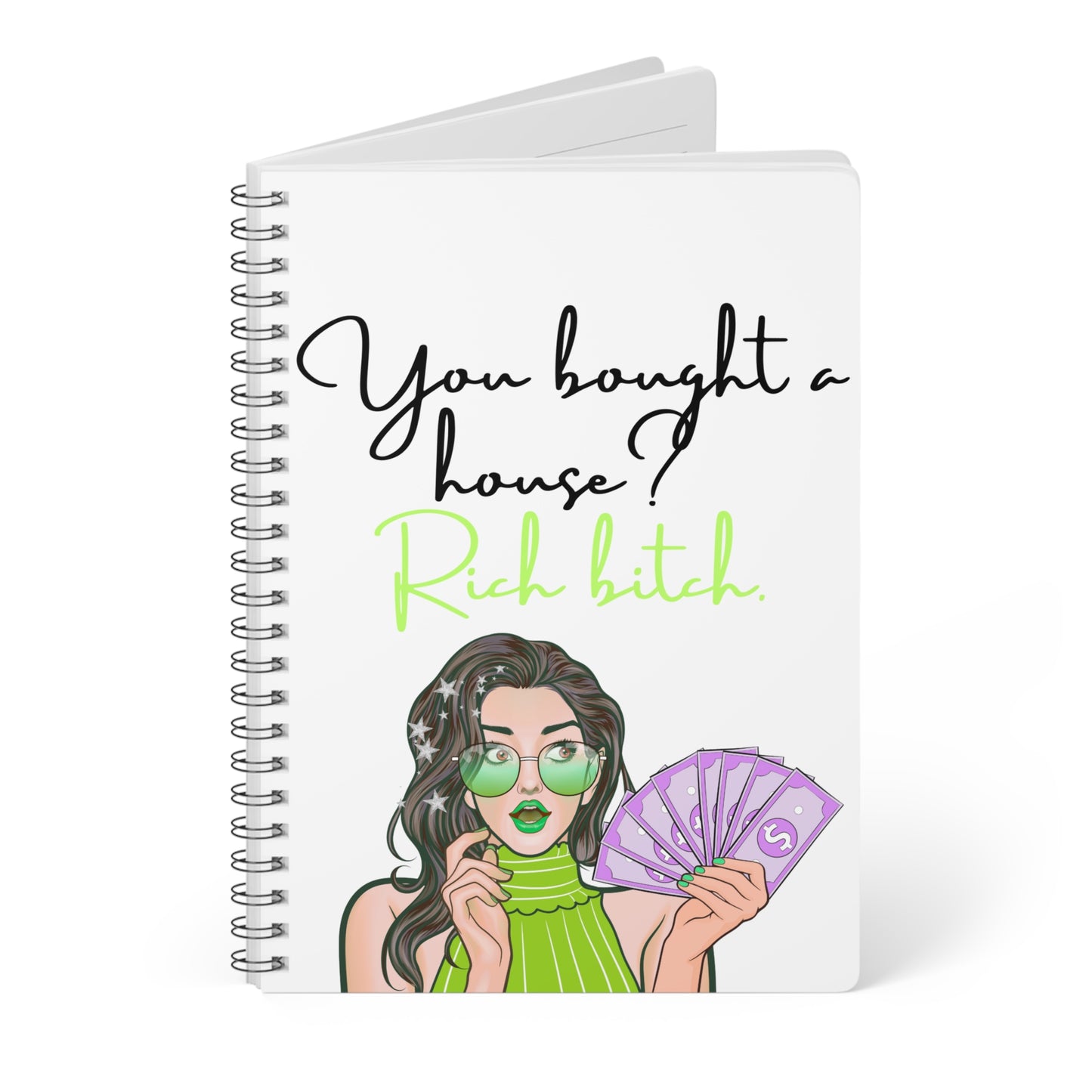 Chic Wirobound Notebook, Quote Journal, Stylish Planner, Gift for Her, A5 Softcover Writing Pad, Office or School Essentials