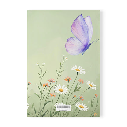 Dreamy Floral Softcover Notebook, Journal for Nature Lovers, Butterfly Design, Creative Writing, Gift for Students, A5 Size