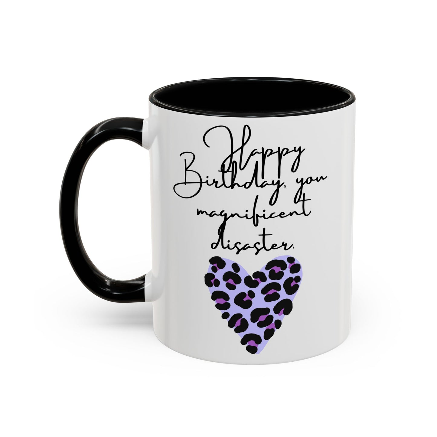 Leopard Heart Coffee Mug – Fun Birthday Gift for Friends, Cute Coffee Cup, Unique Drinkware, Birthday Party Decor, Animal Print Mug