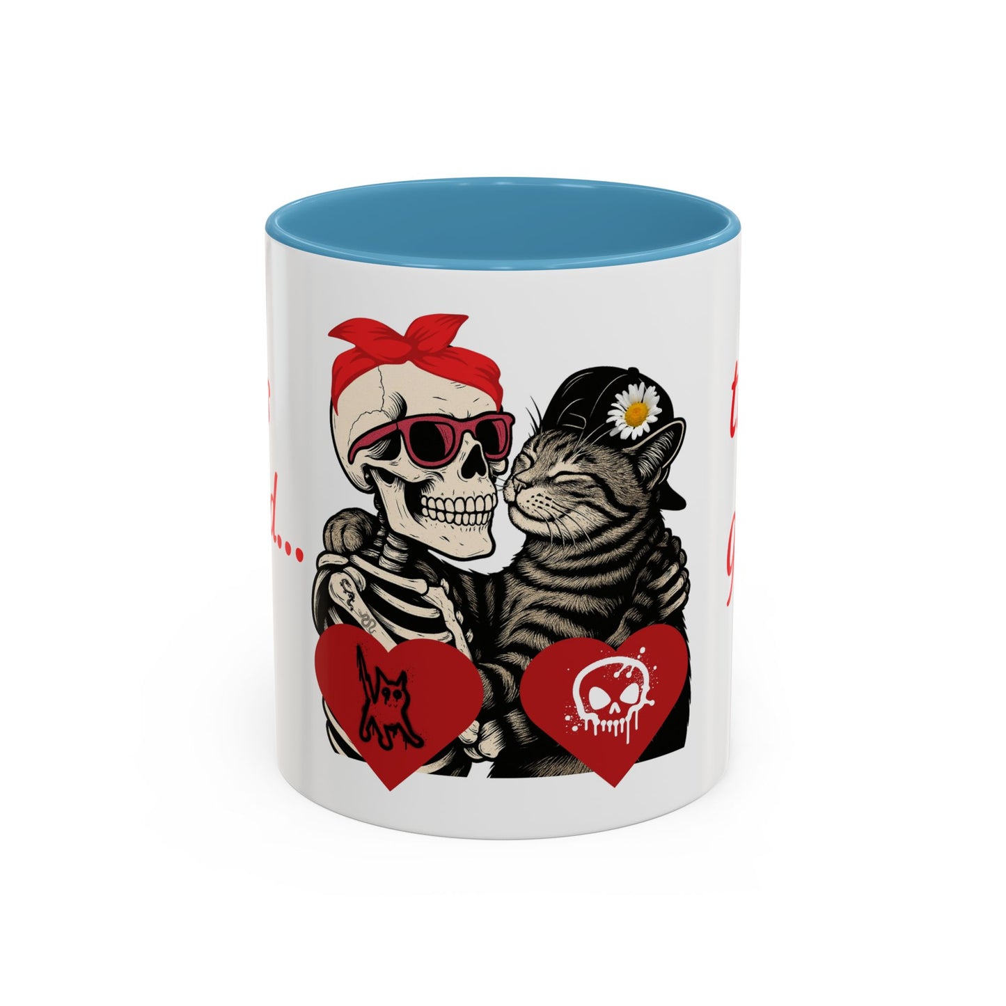 Romantic Skull & Cat Coffee Mug - Perfect for Cat Lovers