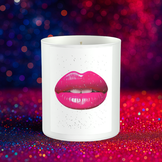 Pink Lips Glitter 200g White candle ‘Sandy Bay'