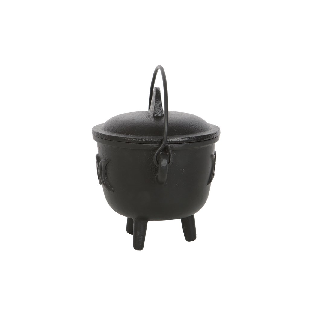 Cast Iron Witch Cauldron with Triple Moon – 11cm