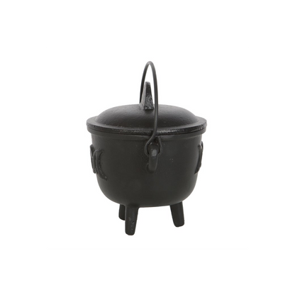 Cast Iron Witch Cauldron with Triple Moon – 11cm