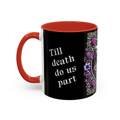 Mr & Mrs Skeleton Flower Accent Coffee Mug (11, 15oz)