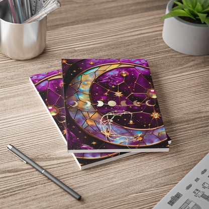 Celestial Softcover Notebook | A5 | Moon Phase Journal, Starlight Diary, Gift for Astrology Lovers, Cosmic Sketchbook, Space Planner