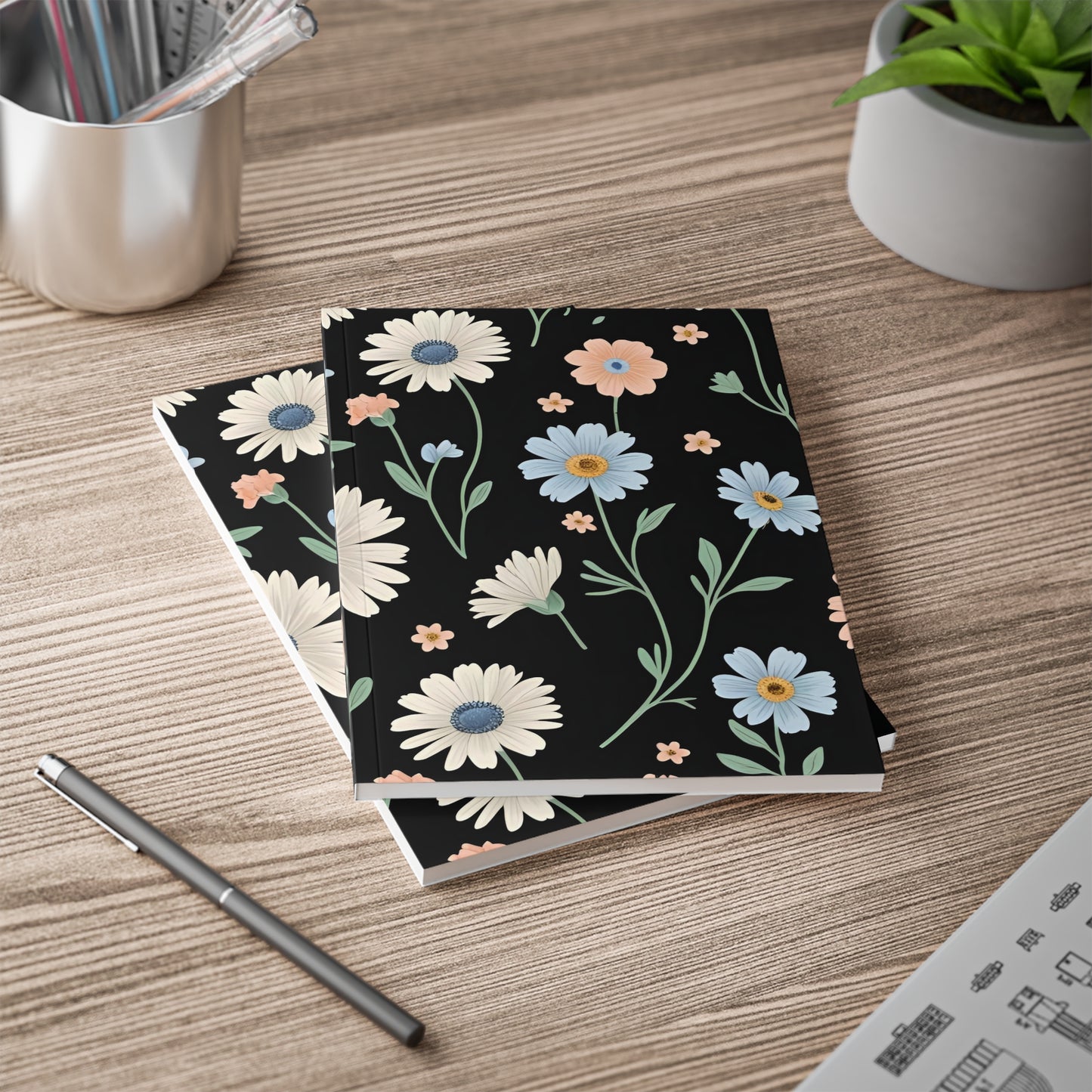 Floral Softcover Notebook, A5 – Perfect for Journaling, Notes, Gifts, Graduation, Birthdays, Floral Design