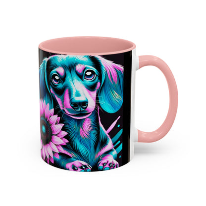 Dachshund Flower Mug Accent Coffee Mug (11, 15oz)