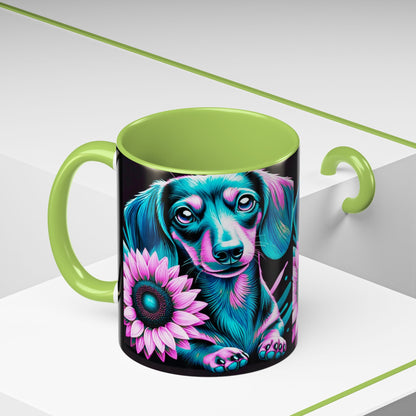 Dachshund Flower Mug Accent Coffee Mug (11, 15oz)