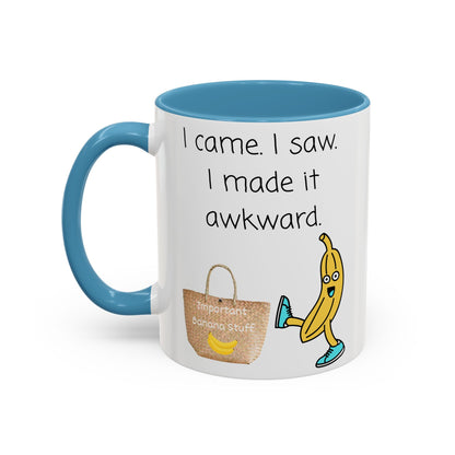 I came I Saw Whimsical Banana Accent Coffee Mug - Perfect for Gifting, Kitchen Decor, Funny Office Mug, Banana Lover Gift, Playful Drinkware