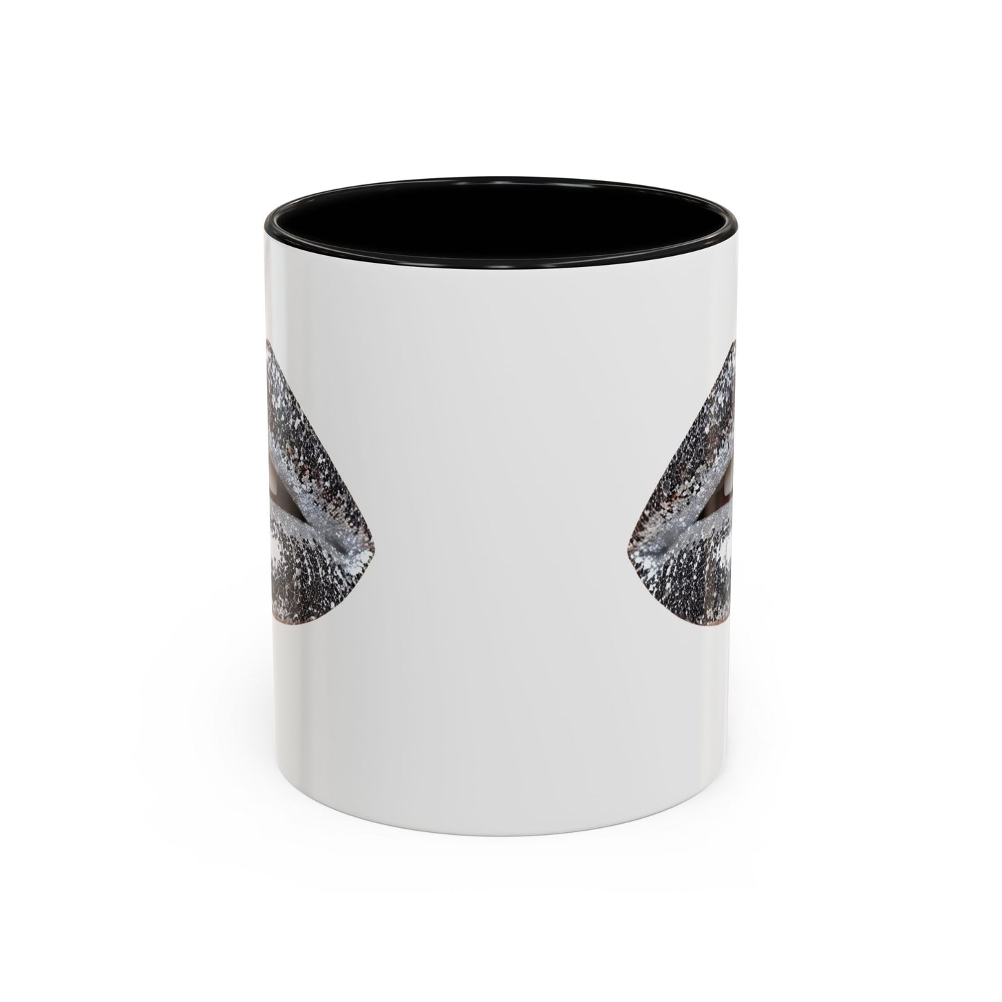 Silver Glitter Lips Accent Coffee Mug (11, 15oz)