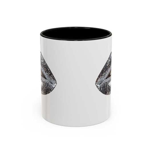 Silver Glitter Lips Accent Coffee Mug (11, 15oz)