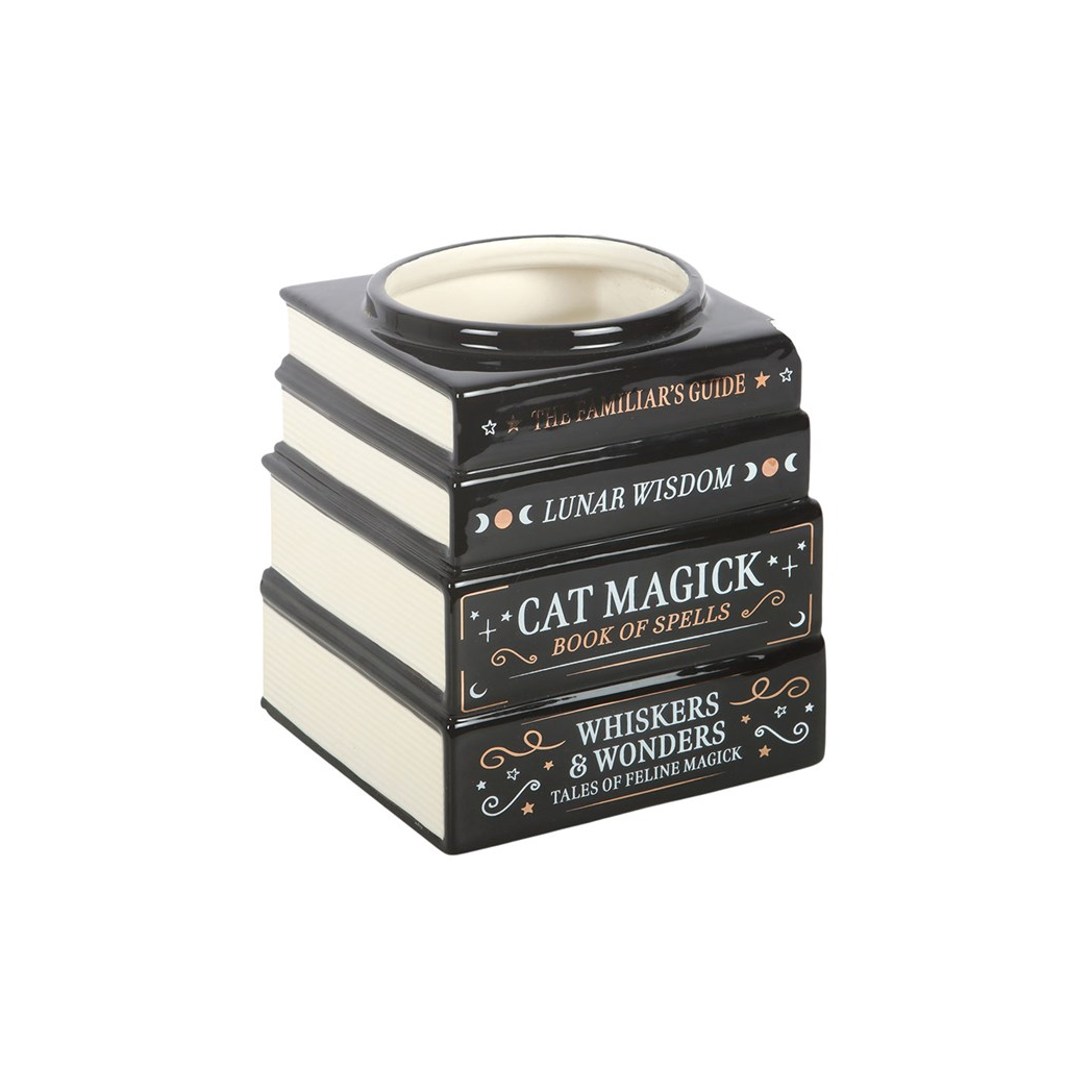 Black Cat Magick Book Stack Vase – Witchy Gothic Décor