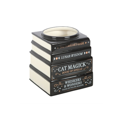 Black Cat Magick Book Stack Vase – Witchy Gothic Décor