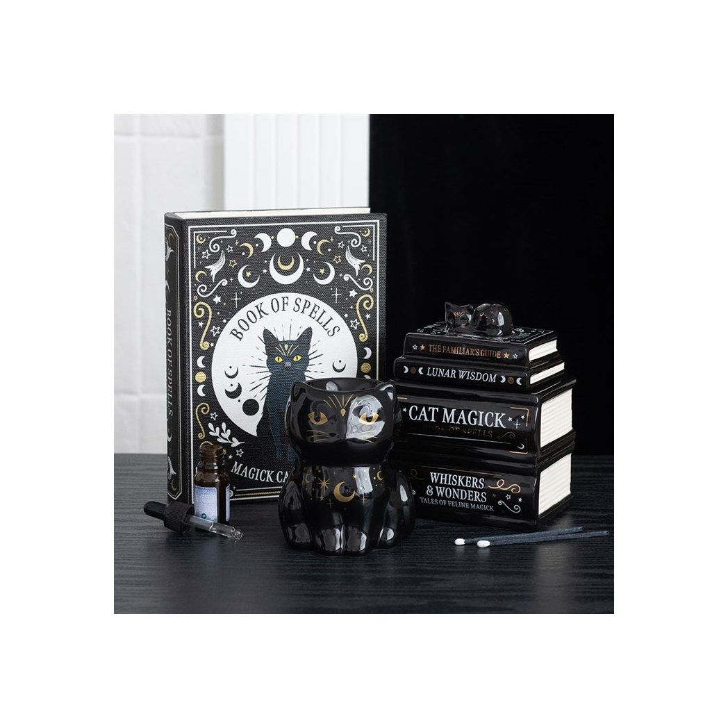 Black Cat Magick Oil Burner – Witchy & Gothic Home Décor
