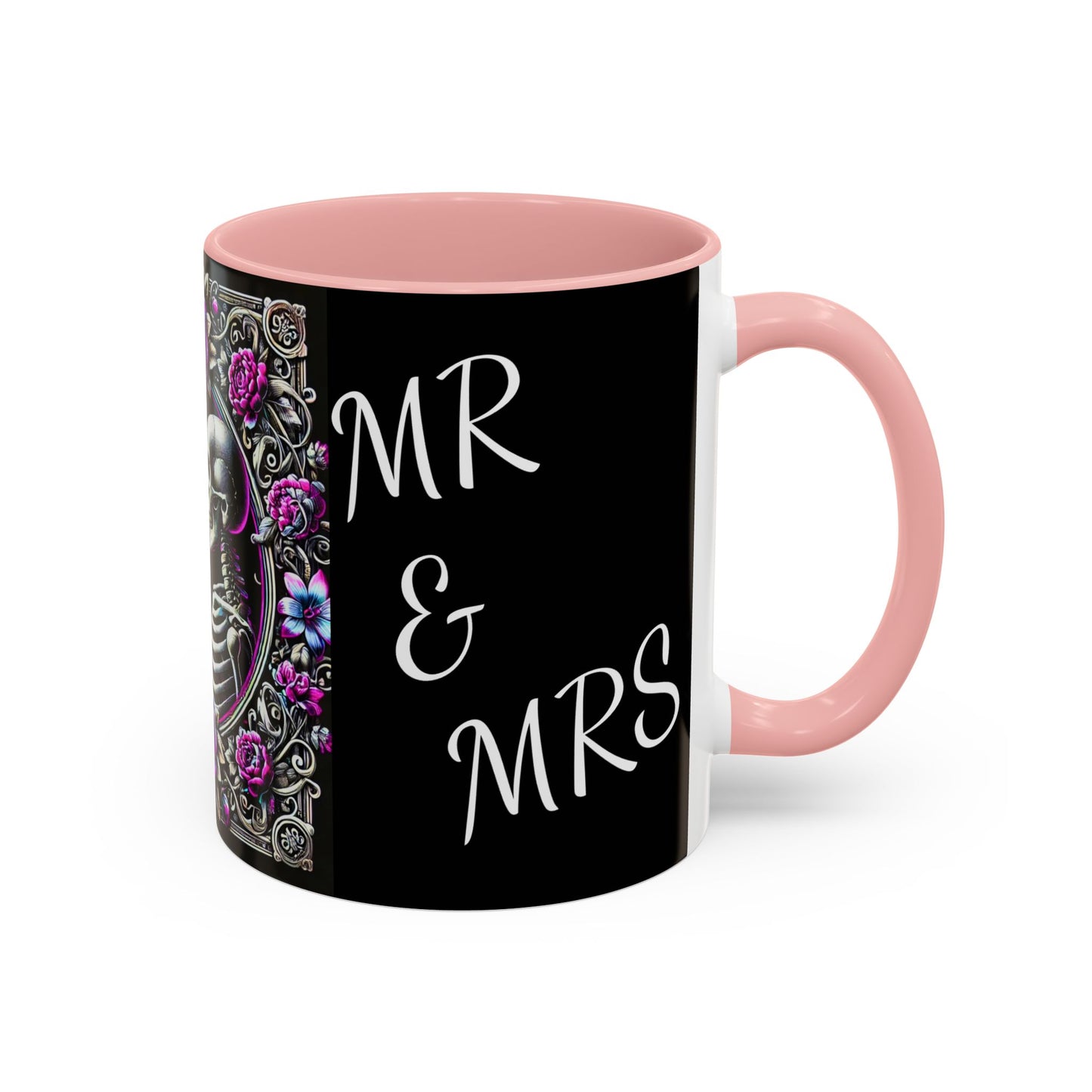 Mr & Mrs Skeleton Flower Accent Coffee Mug (11, 15oz)