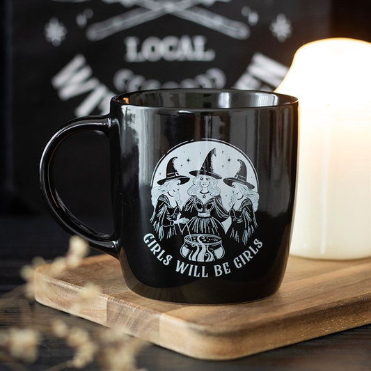 Girls Will Be Girls Witchy Mug – Black Witch Mug 320ml