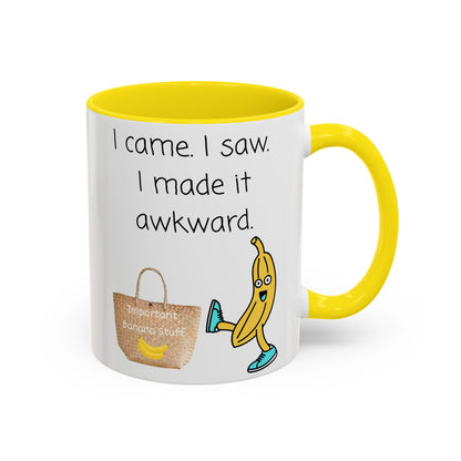 I came I Saw Whimsical Banana Accent Coffee Mug - Perfect for Gifting, Kitchen Decor, Funny Office Mug, Banana Lover Gift, Playful Drinkware