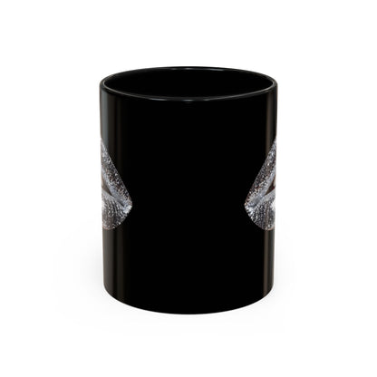 Silver Glitter Lips Black Accent Coffee Mug (11, 15oz)