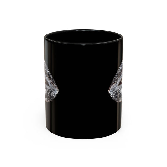 Silver Glitter Lips Black Accent Coffee Mug (11, 15oz)