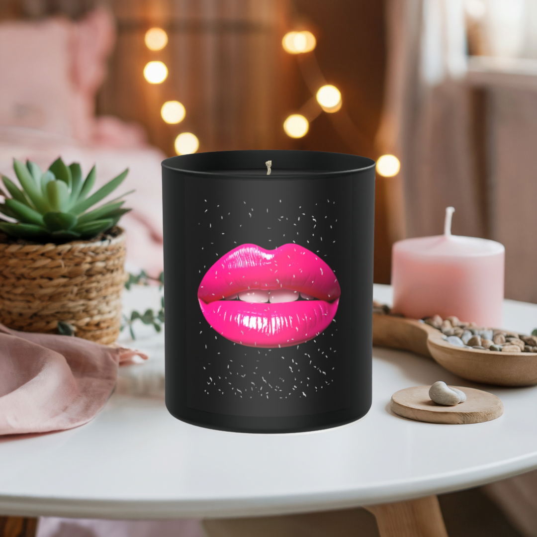 Pink Lips Glitter 200g Black Candle ‘Dark Noir’