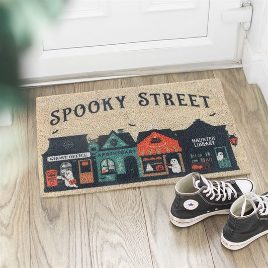 Spooky Street Halloween Doormat – Haunted House Coir Mat