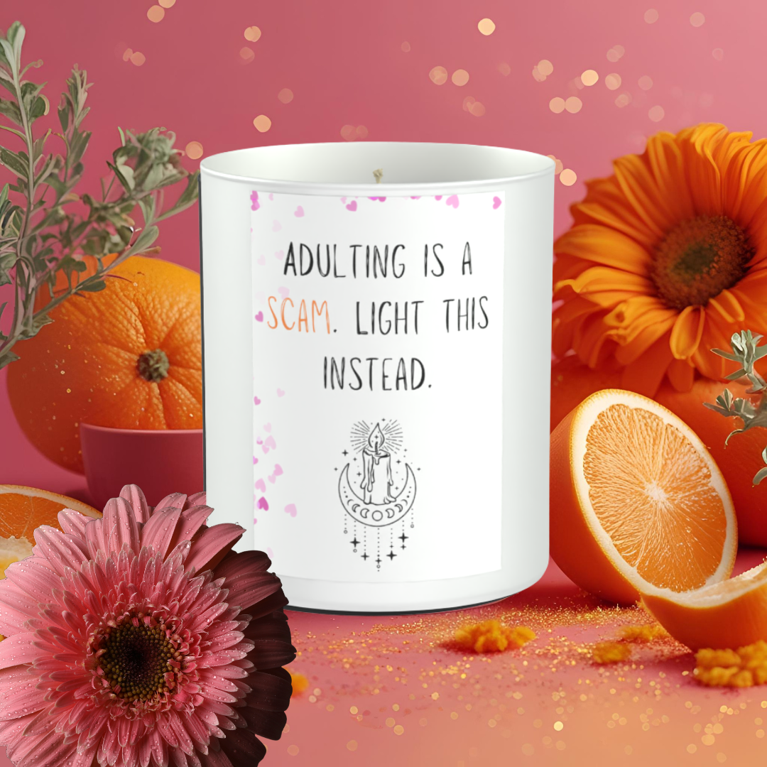 Adulting Is A Scam 200g White candle ‘Sandy Bay'