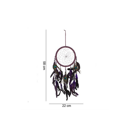 Purple Peacock Feather Dreamcatcher – Large Boho Wall Hanging