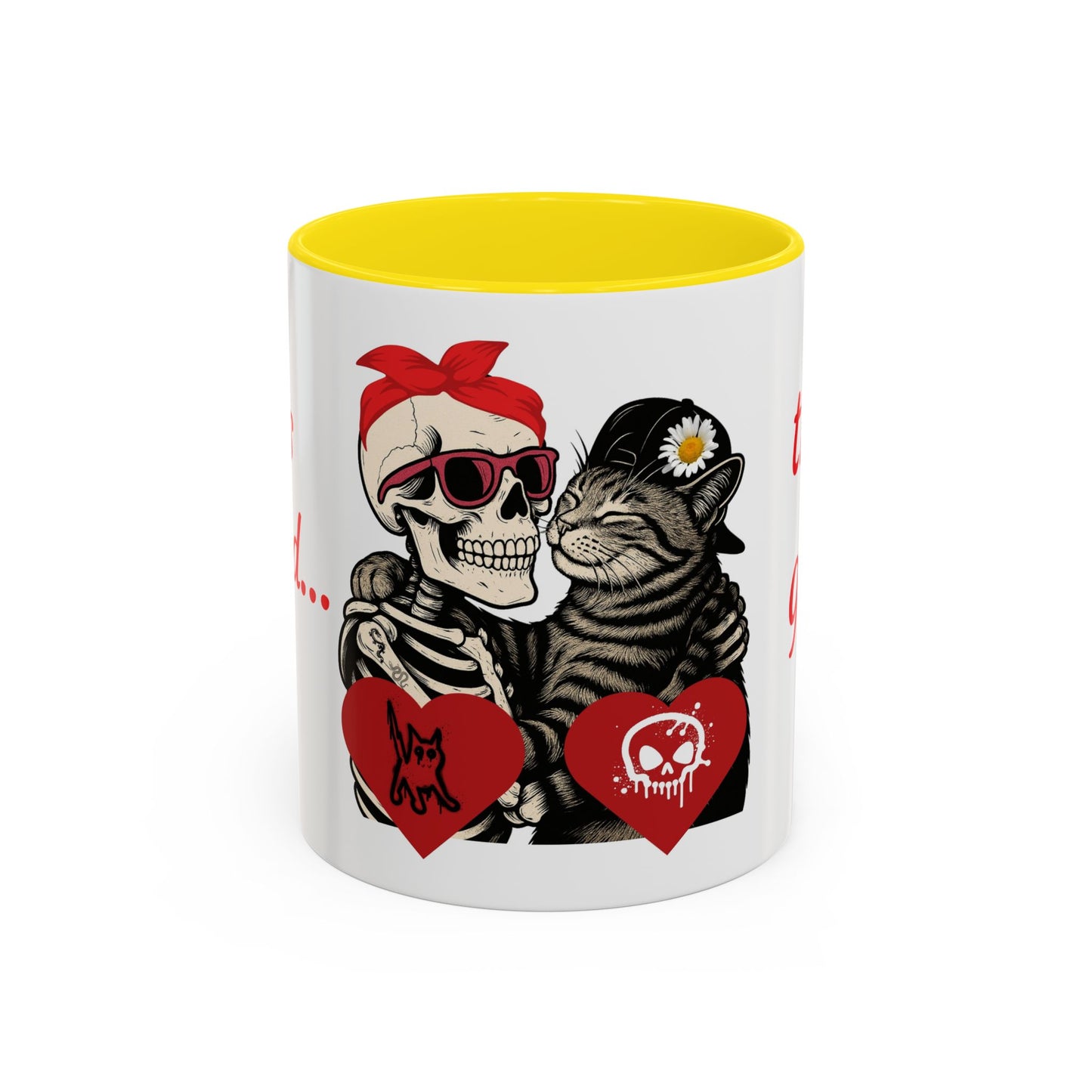 Romantic Skull & Cat Coffee Mug - Perfect for Cat Lovers
