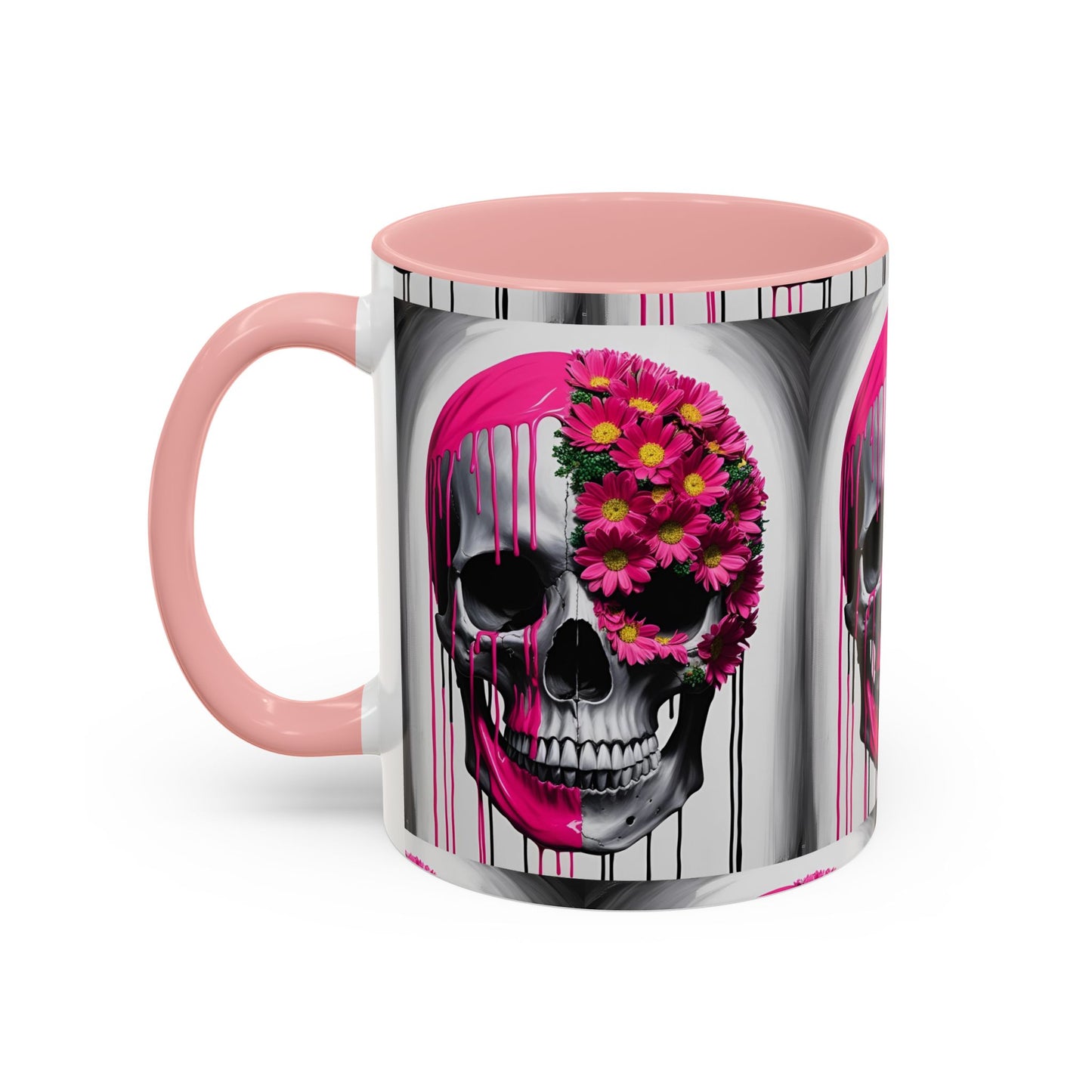 Skeleton Flower Paint Accent Coffee Mug (11, 15oz)