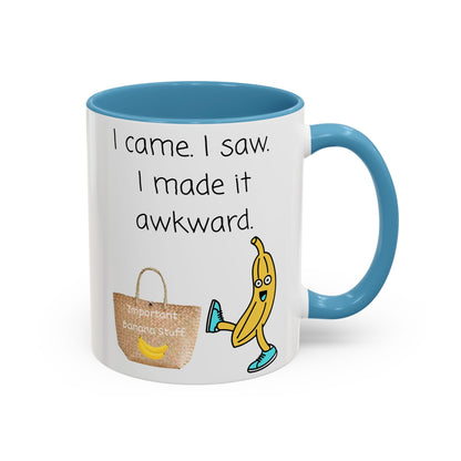 I came I Saw Whimsical Banana Accent Coffee Mug - Perfect for Gifting, Kitchen Decor, Funny Office Mug, Banana Lover Gift, Playful Drinkware