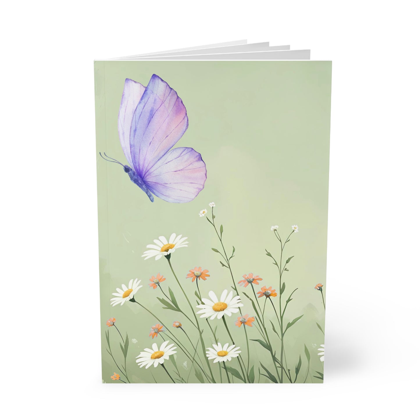 Dreamy Floral Softcover Notebook, Journal for Nature Lovers, Butterfly Design, Creative Writing, Gift for Students, A5 Size