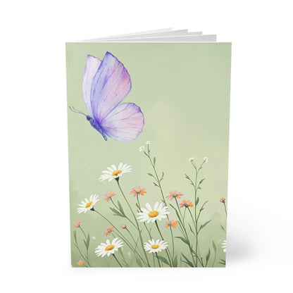 Dreamy Floral Softcover Notebook, Journal for Nature Lovers, Butterfly Design, Creative Writing, Gift for Students, A5 Size