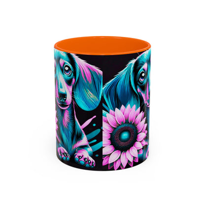 Dachshund Flower Mug Accent Coffee Mug (11, 15oz)