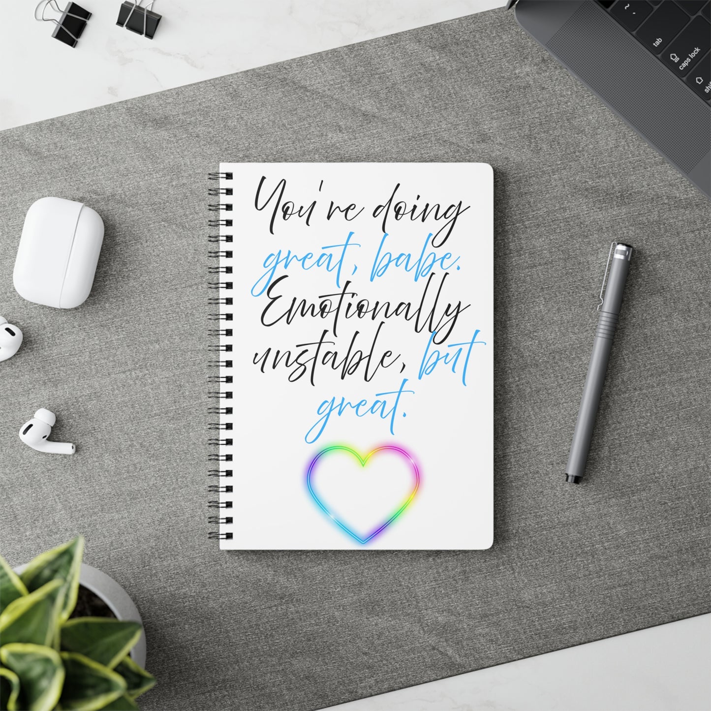 Motivational Wirobound Notebook, A5 - Great for Journaling, Self-Reflection, Gift for Friends, Inspirational Quotes, Mental Health