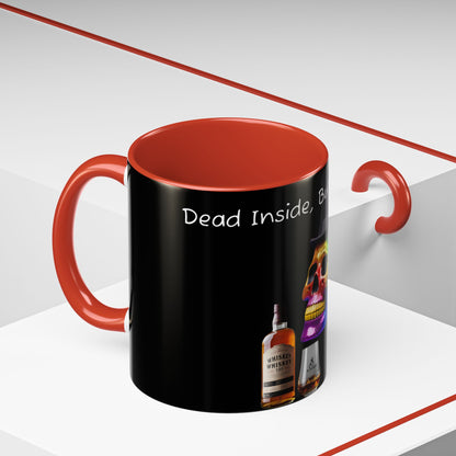 Dead Inside but still fancy Rainbow Skeleton Top Hat Whiskey Accent Coffee Mug (11, 15oz)