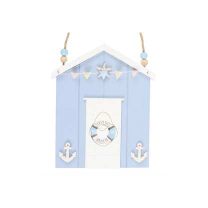 Blue Beach Hut Hanging Decoration – Coastal Wall Décor