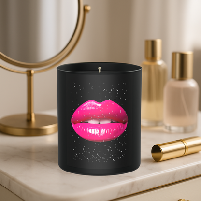 Pink Lips Glitter 200g Black Candle ‘Dark Noir’