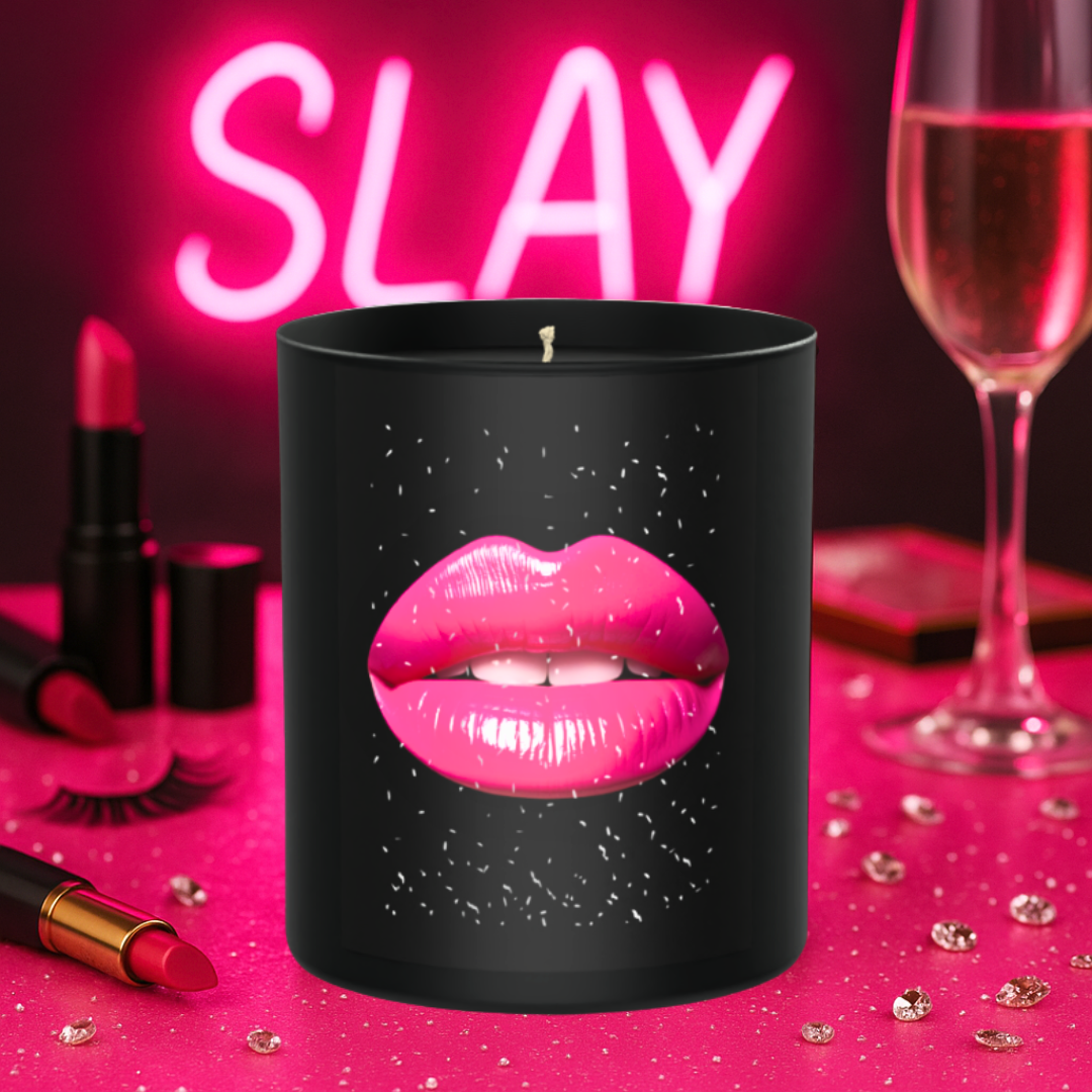 Pink Lips Glitter 200g Black Candle ‘Dark Noir’