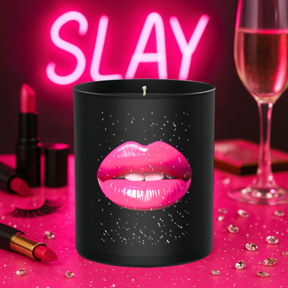Pink Lips Glitter 200g Black Candle ‘Dark Noir’
