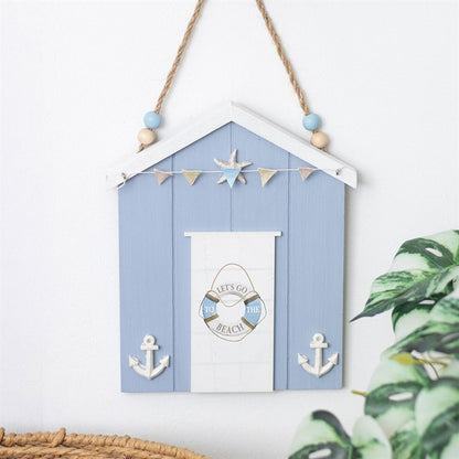Blue Beach Hut Hanging Decoration – Coastal Wall Décor