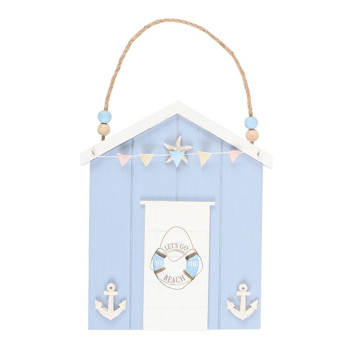 Blue Beach Hut Hanging Decoration – Coastal Wall Décor