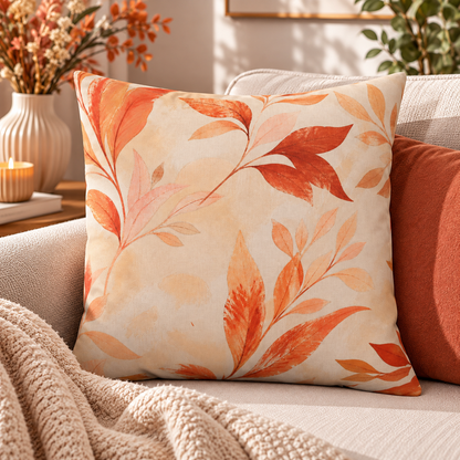 Burnt Orange & Terracotta Abstract Botanical Cushion