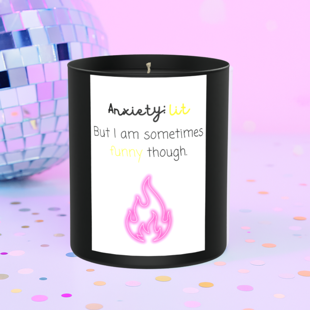 Anixety Lit Funny 200g Black Candle ‘Dark Noir’