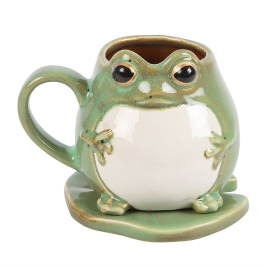 Frog Mug with Lily Pad Coaster | Frog Lover Gift UK