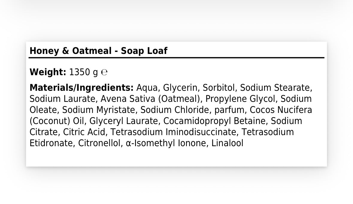 Honey & Oatmeal - Soap Loaf