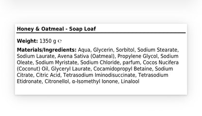 Honey & Oatmeal - Soap Loaf
