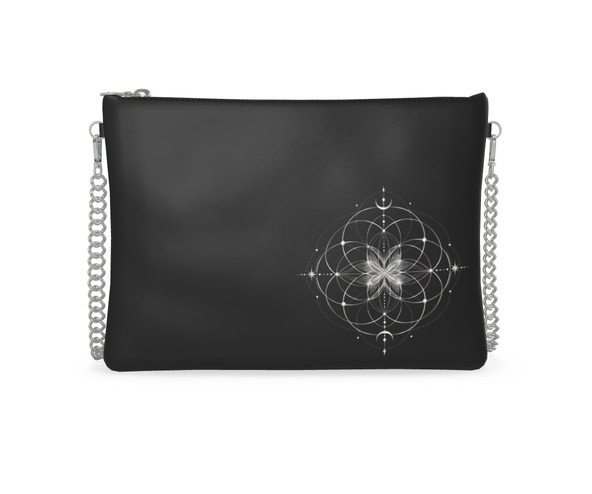 Celestial Geometry Black Crossbody Bag