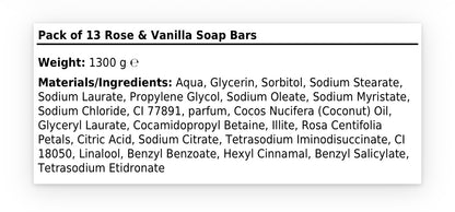 Rose & Vanilla Soap Bars – Pack of 13 | Floral Glycerine Soap